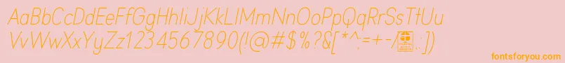 AprikasLightItalicDemo-Schriftart – Orangefarbene Schriften auf rosa Hintergrund
