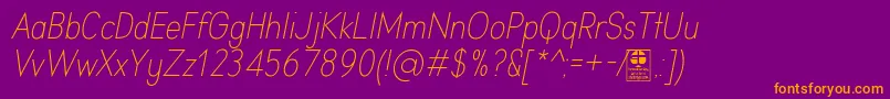 AprikasLightItalicDemo-Schriftart – Orangefarbene Schriften auf violettem Hintergrund