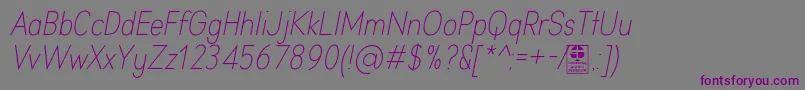 Шрифт AprikasLightItalicDemo – фиолетовые шрифты на сером фоне