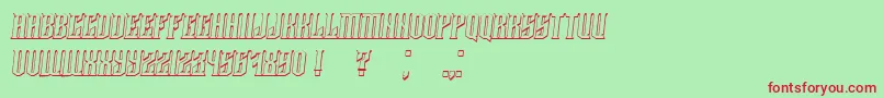 Damages3DItalic-Schriftart – Rote Schriften auf grünem Hintergrund