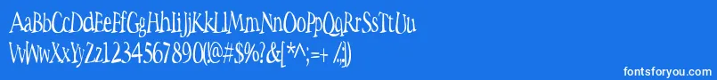 Spacewoozies-Schriftart – Weiße Schriften auf blauem Hintergrund