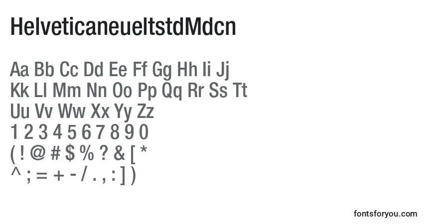 A fonte HelveticaneueltstdMdcn – alfabeto, números, caracteres especiais