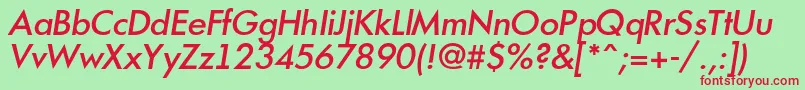 AFuturicamediumItalic Font – Red Fonts on Green Background