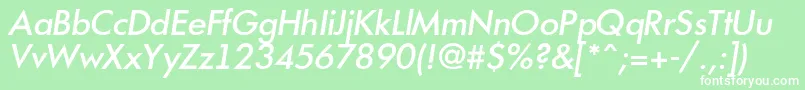 Police AFuturicamediumItalic – polices blanches sur fond vert
