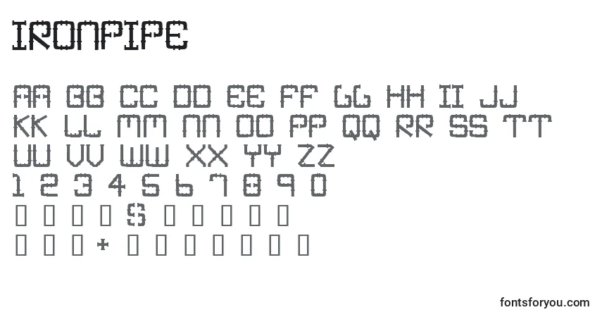 Czcionka Ironpipe – alfabet, cyfry, specjalne znaki