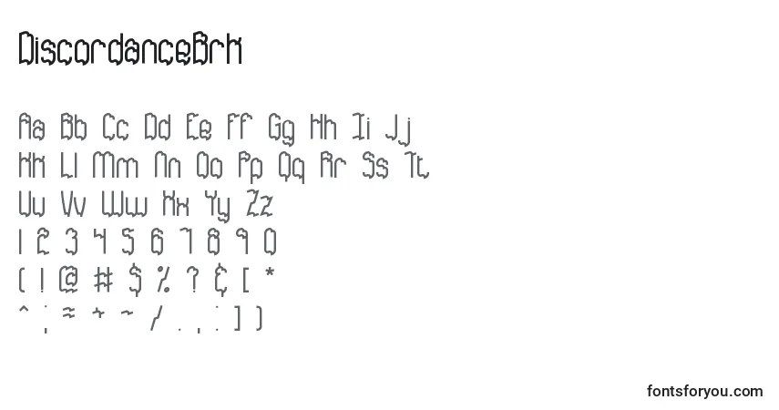 Шрифт DiscordanceBrk – алфавит, цифры, специальные символы