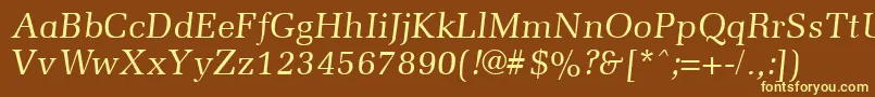 Czcionka MemoirItalic – żółte czcionki na brązowym tle