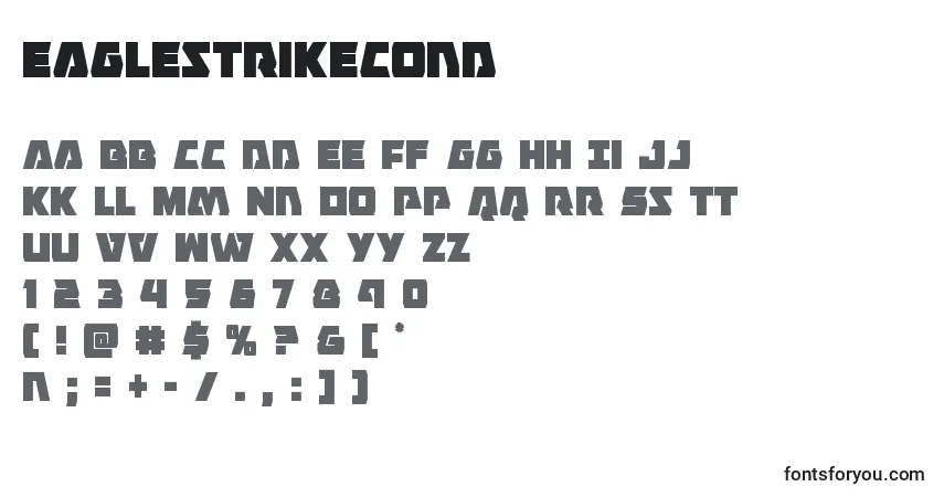 A fonte Eaglestrikecond – alfabeto, números, caracteres especiais