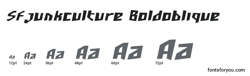 Размеры шрифта Sfjunkculture Boldoblique