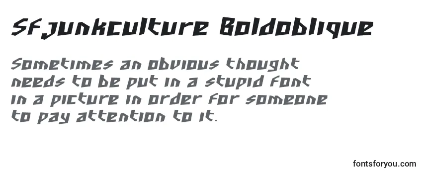 Überblick über die Schriftart Sfjunkculture Boldoblique