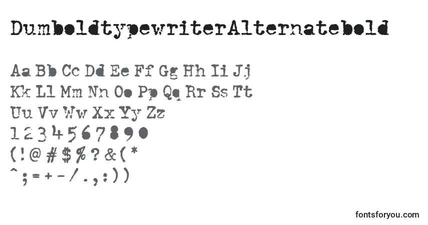 Czcionka DumboldtypewriterAlternatebold – alfabet, cyfry, specjalne znaki