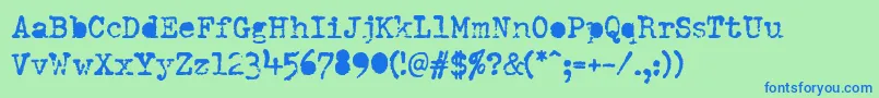 DumboldtypewriterAlternatebold Font – Blue Fonts on Green Background