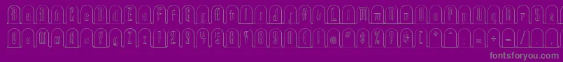 He-Schriftart – Graue Schriften auf violettem Hintergrund