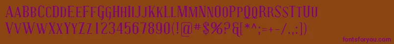 CovingtonSc-Schriftart – Violette Schriften auf braunem Hintergrund