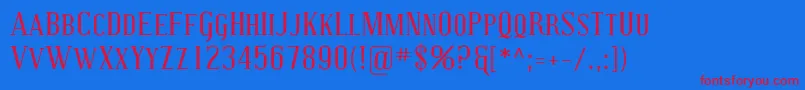 CovingtonSc-Schriftart – Rote Schriften auf blauem Hintergrund