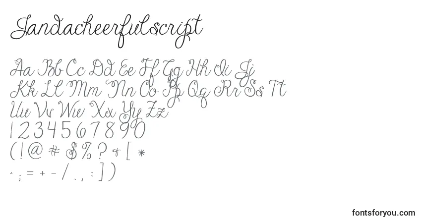 Шрифт Jandacheerfulscript – алфавит, цифры, специальные символы