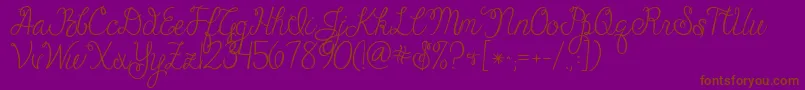 Jandacheerfulscript-Schriftart – Braune Schriften auf violettem Hintergrund
