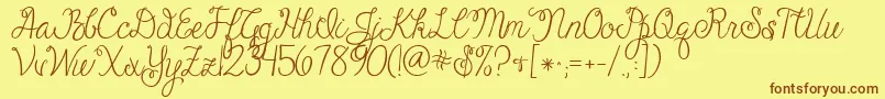 Jandacheerfulscript-Schriftart – Braune Schriften auf gelbem Hintergrund