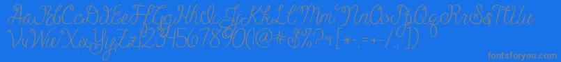 Jandacheerfulscript-Schriftart – Graue Schriften auf blauem Hintergrund