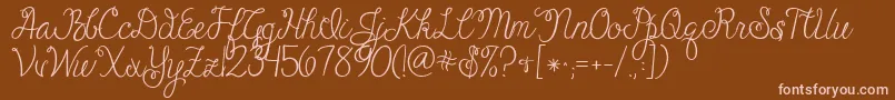 Jandacheerfulscript-Schriftart – Rosa Schriften auf braunem Hintergrund