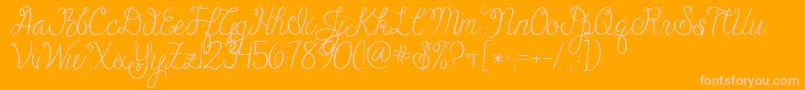 Jandacheerfulscript-Schriftart – Rosa Schriften auf orangefarbenem Hintergrund