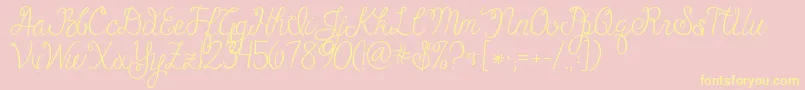 Jandacheerfulscript-Schriftart – Gelbe Schriften auf rosa Hintergrund