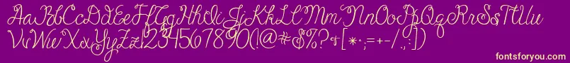 Jandacheerfulscript Font – Yellow Fonts on Purple Background