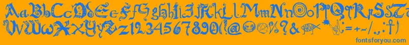 フォントChroniclesOfArkmar – オレンジの背景に青い文字