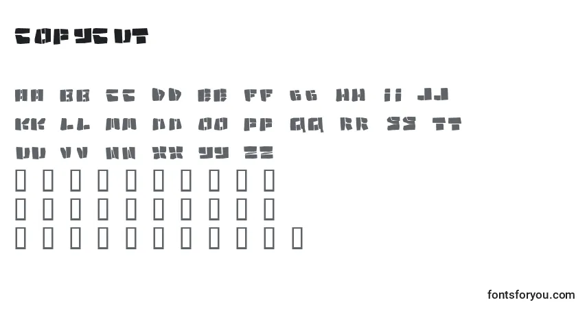 Copycut-fontti – aakkoset, numerot, erikoismerkit