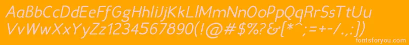 Candelaitalic-fontti – vaaleanpunaiset fontit oranssilla taustalla