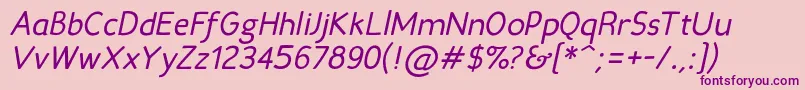 Fonte Candelaitalic – fontes roxas em um fundo rosa