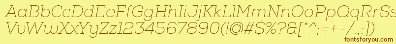 NexaSlabThinItalic Font – Brown Fonts on Yellow Background