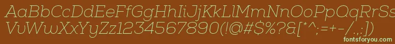 NexaSlabThinItalic Font – Green Fonts on Brown Background