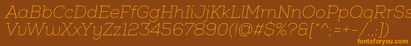 NexaSlabThinItalic Font – Orange Fonts on Brown Background