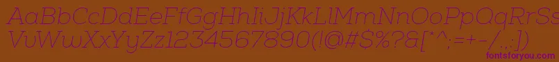 NexaSlabThinItalic Font – Purple Fonts on Brown Background