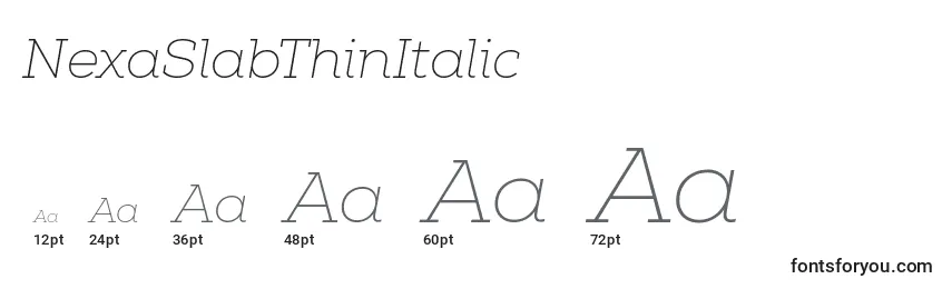 Размеры шрифта NexaSlabThinItalic