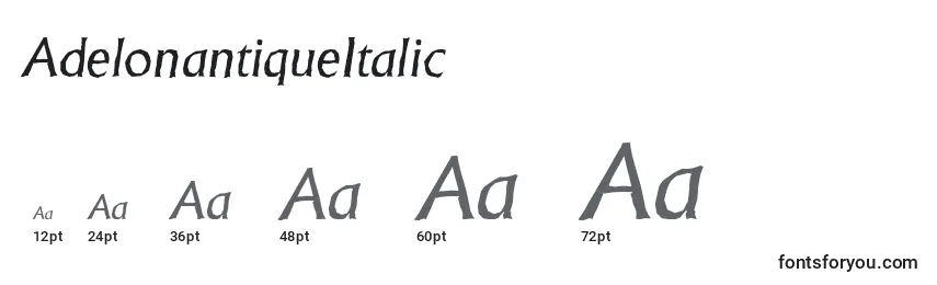 Размеры шрифта AdelonantiqueItalic