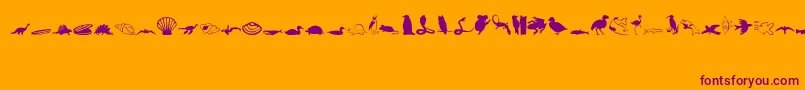 Animals1Regular-Schriftart – Violette Schriften auf orangefarbenem Hintergrund