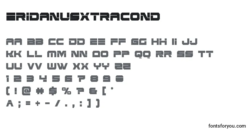 Schriftart Eridanusxtracond – Alphabet, Zahlen, spezielle Symbole