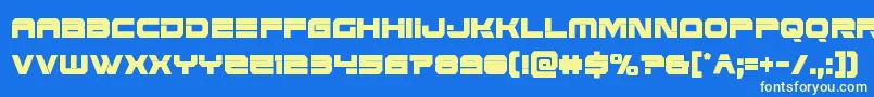 Eridanusxtracond-Schriftart – Gelbe Schriften auf blauem Hintergrund