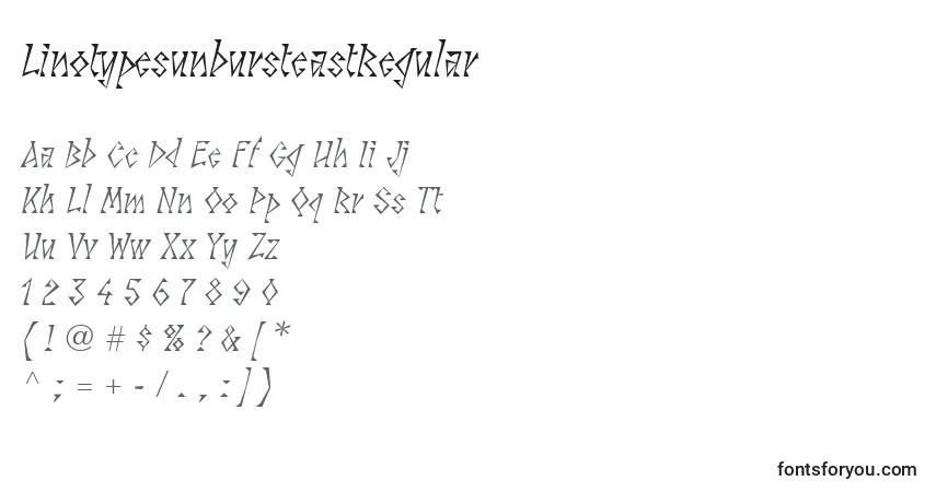 A fonte LinotypesunbursteastRegular – alfabeto, números, caracteres especiais