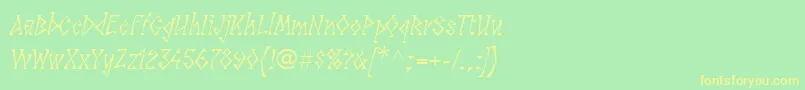 Шрифт LinotypesunbursteastRegular – жёлтые шрифты на зелёном фоне