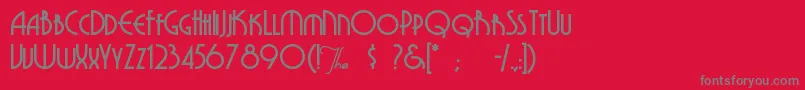 Fonte Grenadier – fontes cinzas em um fundo vermelho