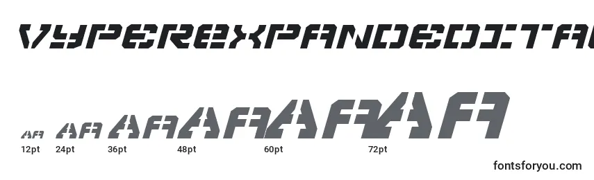 Размеры шрифта VyperExpandedItalic