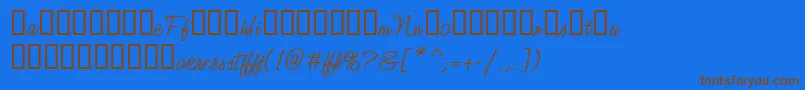 StudioScriptAltTwoItcTt-Schriftart – Braune Schriften auf blauem Hintergrund