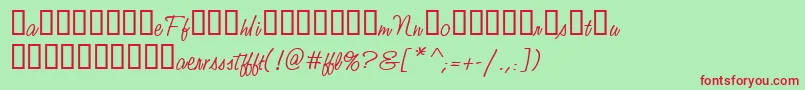 StudioScriptAltTwoItcTt-fontti – punaiset fontit vihreällä taustalla