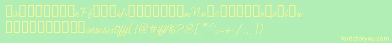 StudioScriptAltTwoItcTt-fontti – keltaiset fontit vihreällä taustalla