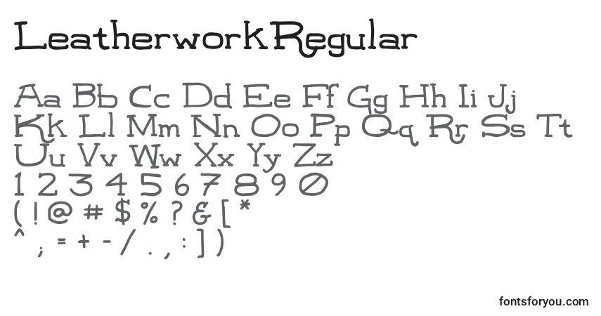 Шрифт LeatherworkRegular – алфавит, цифры, специальные символы