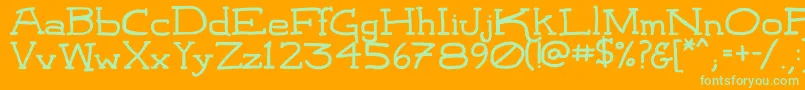 LeatherworkRegular-fontti – vihreät fontit oranssilla taustalla
