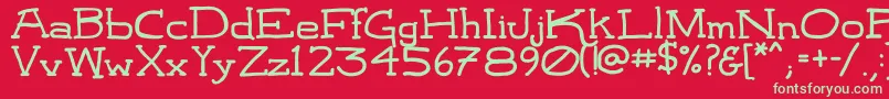 LeatherworkRegular Font – Green Fonts on Red Background